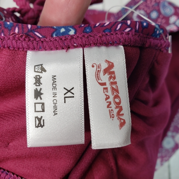 New! Arizona Jean Co Bikini Swim Top Wine Floral - Picture 4 of 6